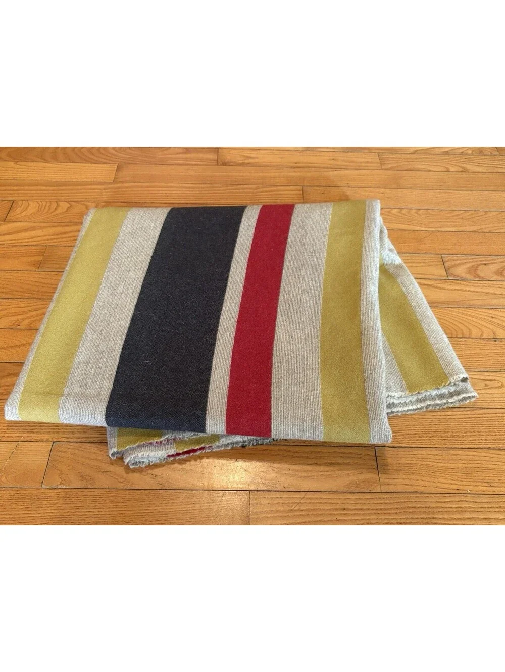 Vintage Wool Camp Blanket Striped 64x70” Hudson Bay/Pendleton Style Cabin Decor